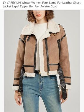LY VAREY LIN Winter Women Faux Lamb Fur Leather Short Jacket Size: XL NWT #Lux-Q